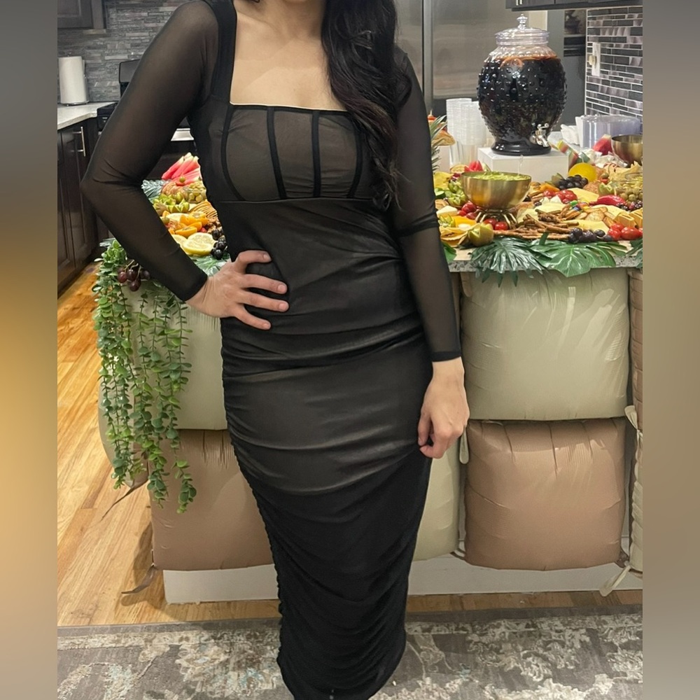 Boohoo Black Long Sleeve Dress